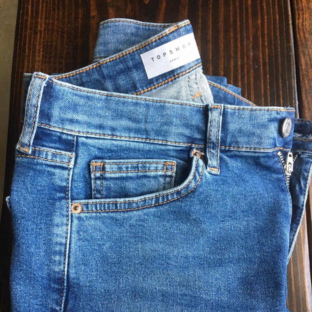 Topshop Jamie Medium Wash Skinny Jeans - size 28 waist, 30 Long